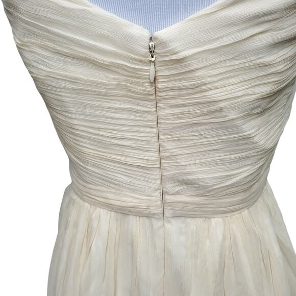 J. Crew Champagne Silk Chiffon Heidi Wedding Party Dress Style 93100 Sz 4 - Picture 11 of 16